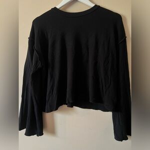 LNA revolve flare sleeve flowy soft comfy Black Long Sleeve Top ribbed chic med